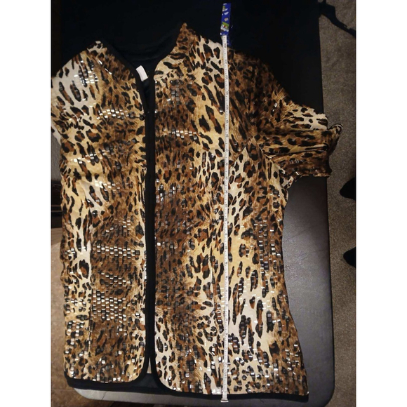 aDRESSing WOMAN Women's XL Leopard Print Sequin Full Zip Jacket (JC234) - Picture 5 of 5